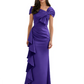Elegant Mother of Bride Dress Formal Gowns Mermaid Ruffle Floor Length Asymmetric Neckline