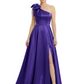 Luxury Bow Black Formal Dress One-Shoulder A-Line Gowns with Sexy Side Slit 2026