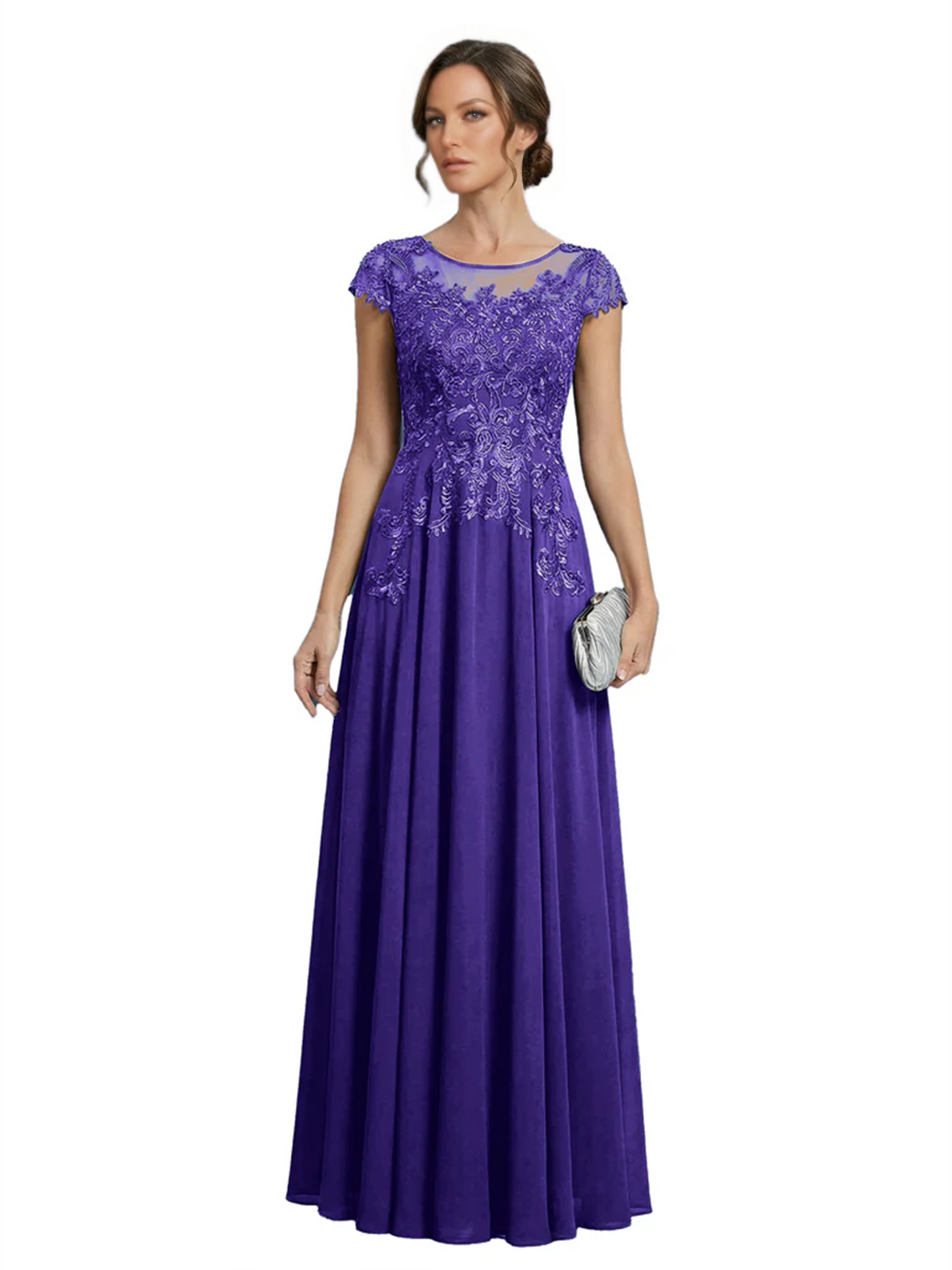 Chic Long A-Line Chiffon Mother of the Brides Dresses Sequin Mom Outfits For Wedding