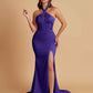Elegant Soft Satin Mermaid Halter Side Slit Floor-Length Bridesmaid Dresses Online