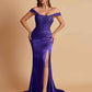 Sexy Soft Satin V-neck Off-the-shoulder Strapless Side-Slit Mermaid Bridesmaid Dresses