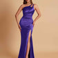 Sexy Soft Satin Mermaid One Shoulder Floor-Length Mermaid Bridesmaid Dresses
