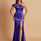 Elegant Soft Satin Sweetheart One Shoulder Side-Slit Mermaid Bridesmaid Dresses