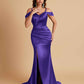 Sexy Soft Satin Mermaid Off Shoulder Side Slit Floor-Length Mermaid Bridesmaid Dresses