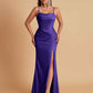 Gorgeous Spaghetti Straps Soft Satin Side Slit Floor-Length Mermaid Bridesmaid Dresses