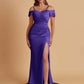 Sexy Soft Satin Mermaid Cold Shoulder Side Slit Floor-Length Bridesmaid Dresses Online