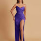 Sexy Soft Satin Mermaid V-neck Side Slit Floor-Length Bridesmaid Dresses Online