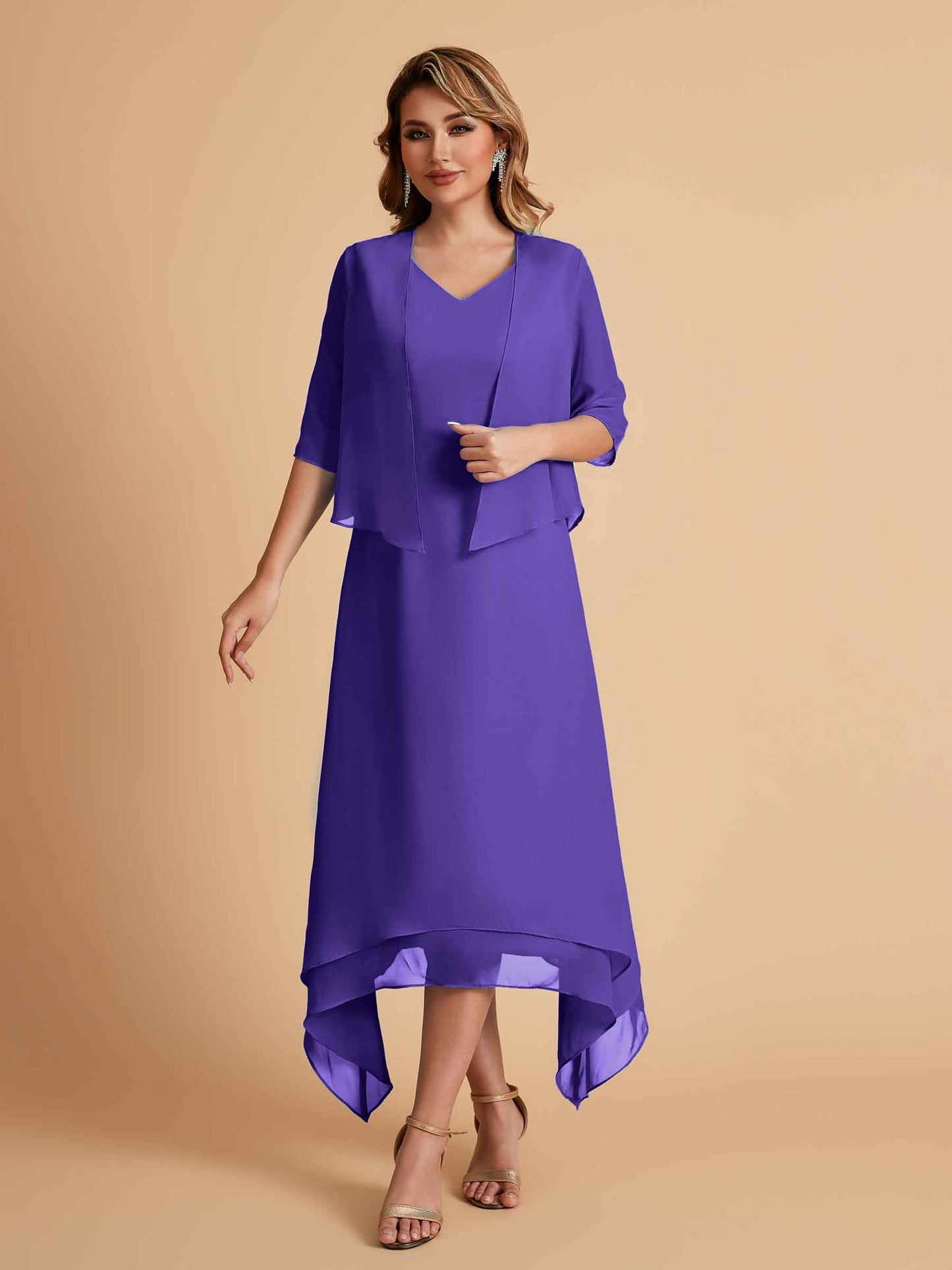Elegant A-line Chiffon Short Sleeves Mother of the Brides Dresses Online