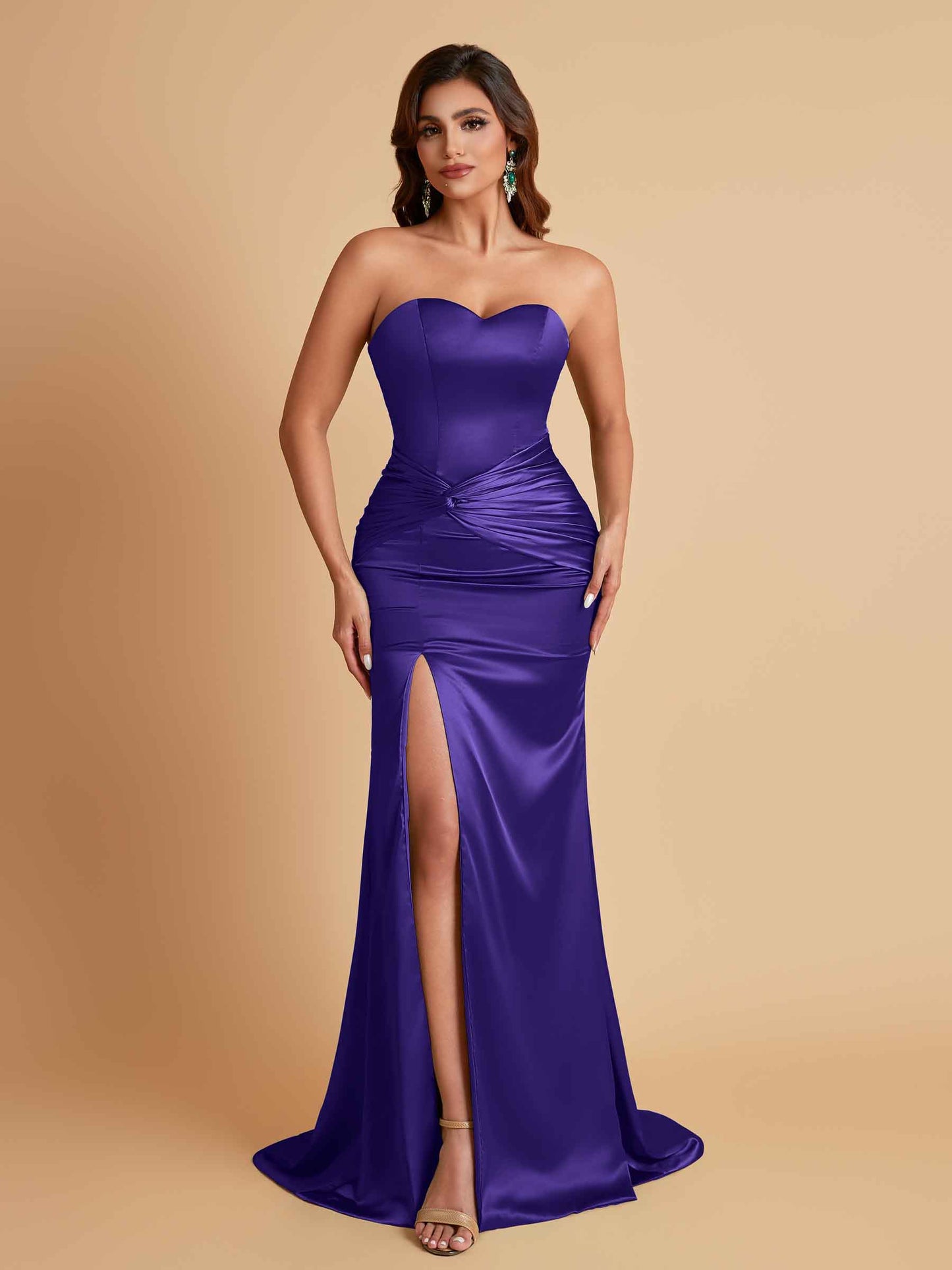 Sexy Soft Satin Mermaid Sweetheart Floor-Length Mermaid Bridesmaid Dresses