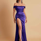 Sexy Off the Shoulder Soft Satin Side Slit Floor-Length Mermaid Bridesmaid Dresses