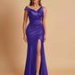 Sexy Soft Satin Mermaid V-neck Floor-Length Mermaid Bridesmaid Dresses