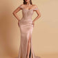 Sexy Soft Satin V-neck Off-the-shoulder Strapless Side-Slit Mermaid Bridesmaid Dresses