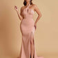 Elegant Soft Satin Mermaid Halter Side Slit Floor-Length Bridesmaid Dresses Online