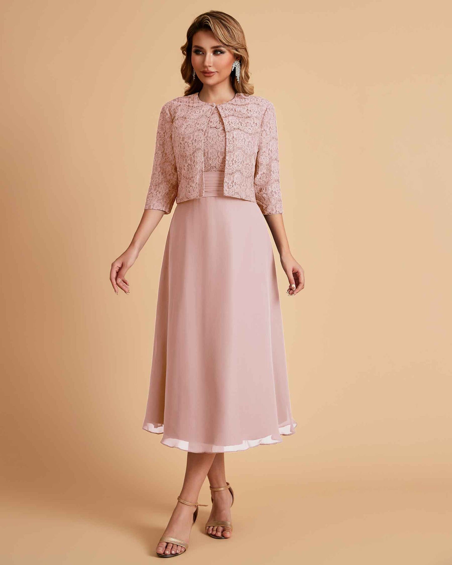 Elegant A-line Bateau Sleeveless Tea Length Mother of the Brides Dresses Online