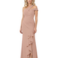 Modern Mother of Bride Dresses 2026 Asymmetric Neckline Ruffle Slit Gown