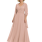 Luxury Formal Mother of Bride Dress Sparkling Sequin Top & Flowy Chiffon Skirt with Shawl