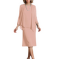 3 PCS Knee-Length Mother of Bride Dresses Prom Dress Evening Dress with Sheer Sleeves and Jacket