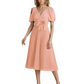 Wedding Formal Dress V-Neck Pleated Chiffon Gown with 3D Flower Accent Knee Length