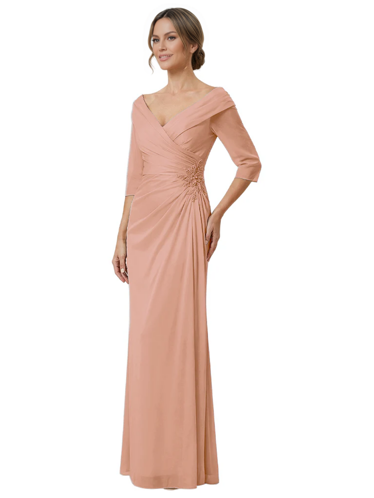Elegant 3/4 Sleeve Mother of the Brides Dresses Mom Outfits Wedding Satin