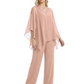 V-Neck Chiffon Mother of the Brides Dresses Plus Size Jacket Suits Wedding