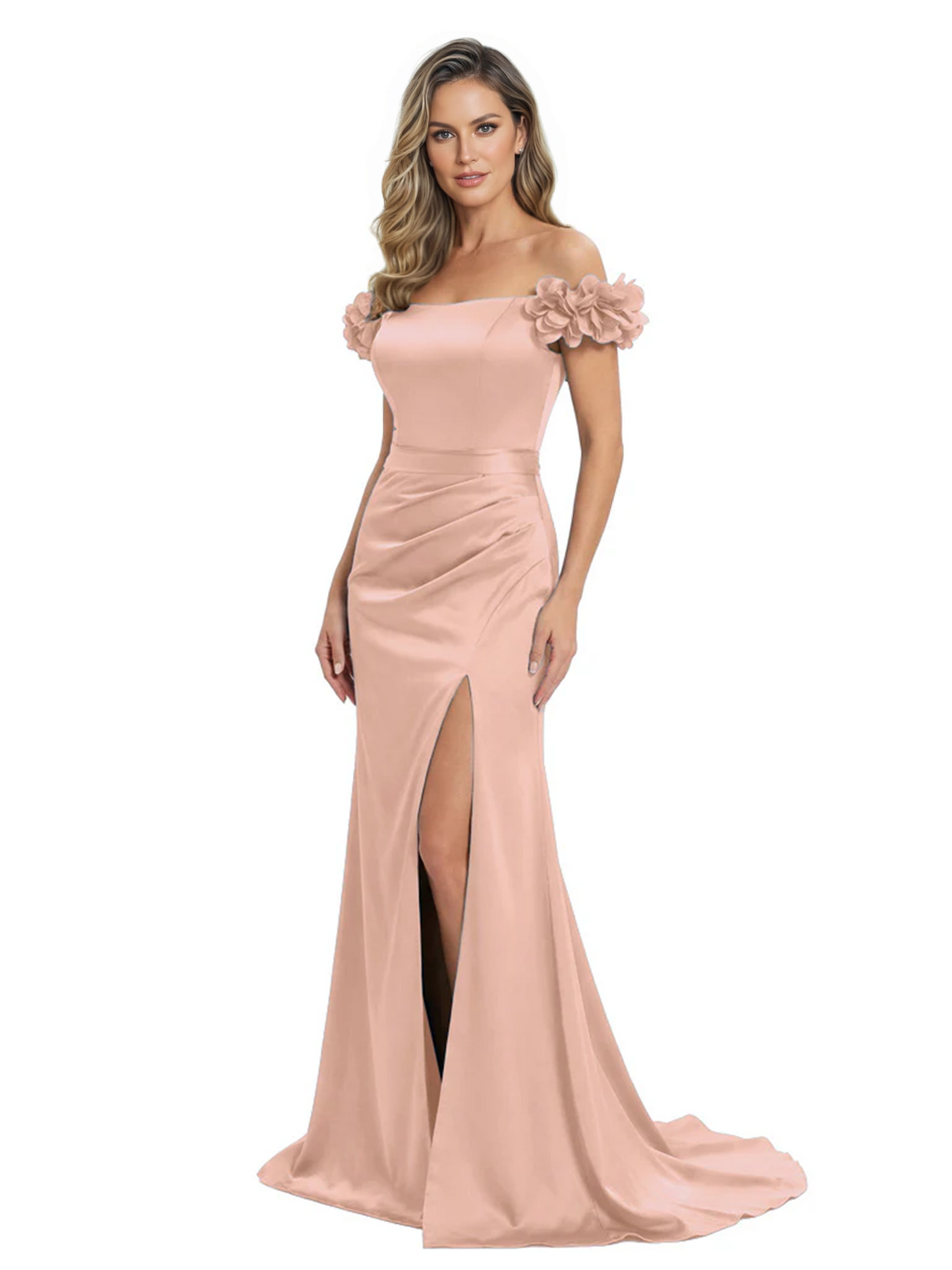 Elegant Mother of the Groom Dresses Mermaid Satin Formal Gown High Slit