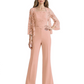 Mother of the Bride Jumpsuit with Lace Jacket 3/4 Sleeve Formal Pant Suit