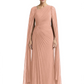 Elegant Asymmetric Neck Long A-Line Chiffon Mother of the Brides Dresses Mom Outfit with Cape