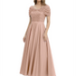 Luxury Formal Dress Sparkling Sequin Top Mother of Bride Dress Silk Satin A-Line Gowns