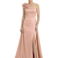 One Shoulder Mother of the Bride Dress with 3D Floral Detail Formal Dress A-Line Gowns with Slit