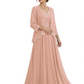 Plus Size A-line Chiffon 3/4 Sleeves Mother of the Brides Dresses Long Jacket Dress