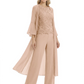 Elegant Pink 3-Piece Pant Set Trending 2026 Styles with Lace Wide-Leg Pants