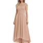 Elegant Evening Gown Trending 2026 Styles with Cap Sleeves High-Low Skirt