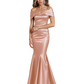 Luxury Emerald Formal Dress Off-the-Shoulder Satin Gown Trumpet Silhouette