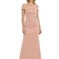 Off Shoulder Mother of the Bride Dress Beaded Waist Satin Gown Portrait Neckline