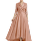 Elegant Mother of Bride Dress Evening Gowns Trending Styles with Lapel Collar 3/4 Sleeves