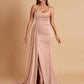 Elegant Soft Satin Sweetheart Strapless Side-Slit Mermaid Bridesmaid Dresses