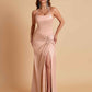 Gorgeous Square Criss Cross Soft Satin Side Slit Floor-Length Mermaid Bridesmaid Dresses