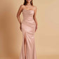 Sexy Soft Satin Mermaid Side Slit Floor-Length Mermaid Bridesmaid Dresses