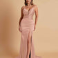 Sexy Soft Satin V-neck Spaghetti Strap Side-Slit Mermaid Bridesmaid Dresses