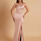 Sexy Soft Satin Mermaid One Shoulder Floor-Length Mermaid Bridesmaid Dresses