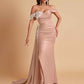Elegant Soft Satin Mermaid Off Shoulder Floor-Length Mermaid Bridesmaid Dresses
