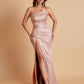 Gorgeous Strapless Soft Satin Side Slit Floor-Length Mermaid Bridesmaid Dresses