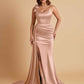 Elegant Soft Satin Mermaid Bowknot Floor-Length Mermaid Bridesmaid Dresses