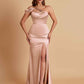 Elegant Soft Satin Sweetheart One Shoulder Side-Slit Mermaid Bridesmaid Dresses