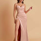 Simple Soft Satin Mermaid V-neck Floor-Length Mermaid Bridesmaid Dresses