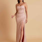 Sexy Strapless Soft Satin Side Slit Floor-Length Mermaid Bridesmaid Dresses