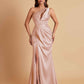 Sexy One Shoulder Soft Satin Side Slit Floor-Length Mermaid Bridesmaid Dresses