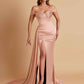 Sexy Soft Satin Sweetheart Off-the-shoulder Strapless Side-Slit Mermaid Bridesmaid Dresses