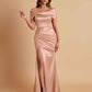 Elegant Soft Satin Off-the-shoulder Side-Slit Mermaid Bridesmaid Dresses