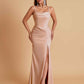 Gorgeous Spaghetti Straps Soft Satin Side Slit Floor-Length Mermaid Bridesmaid Dresses